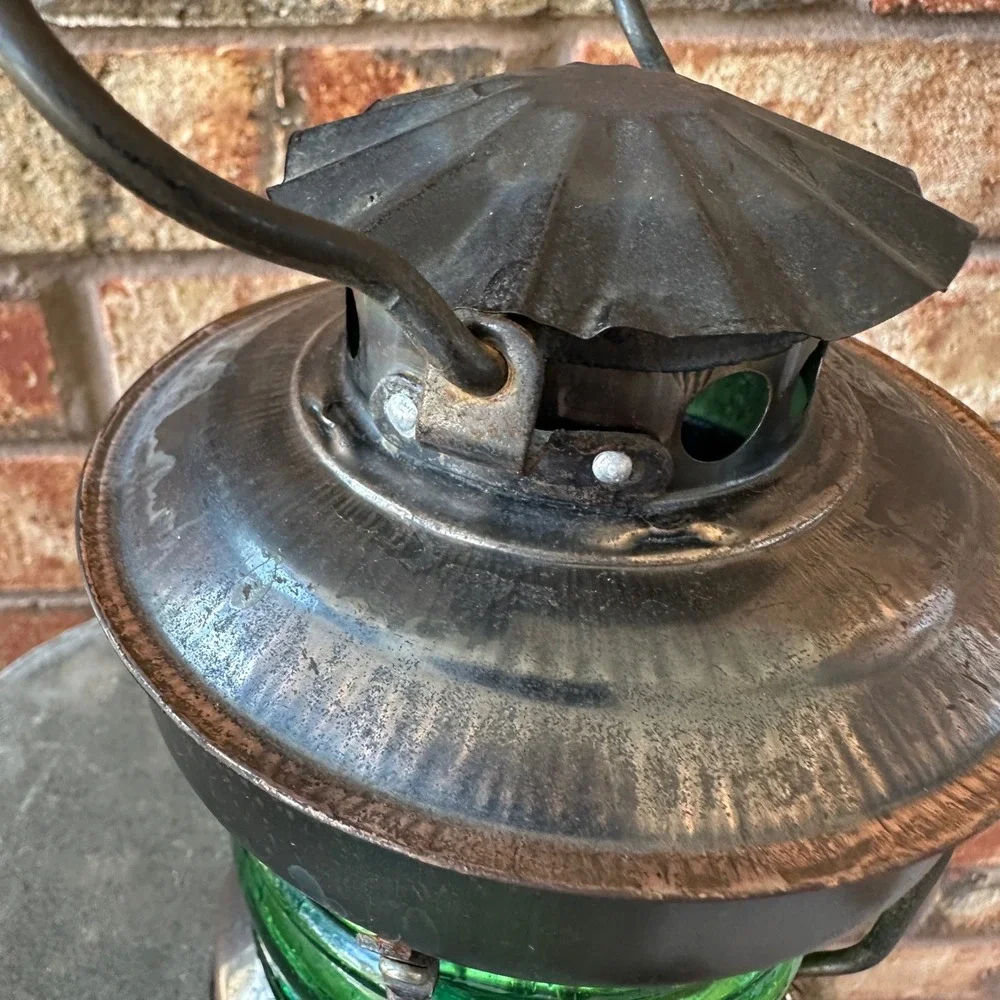 Vintage Style Nautical Copper Green Glass Fresnel Lens Ship Lantern 7.5 Inch